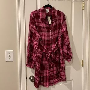 NWT Plaid shirtdress, Francesca’s, Size XL